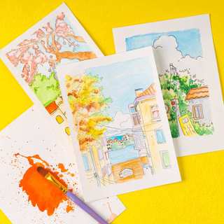 Tập 20 Tờ Giấy Vẽ Màu Nước GLOBAL ART 350GSM/300GSM Siêu Cứng Giấy Vẽ Vân Cold Cao Cấp Hợp Mọi Màu