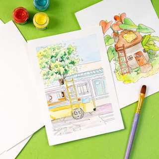 Tập 20 Tờ Giấy Vẽ Màu Nước GLOBAL ART 350GSM/300GSM Siêu Cứng Giấy Vẽ Vân Cold Cao Cấp Hợp Mọi Màu