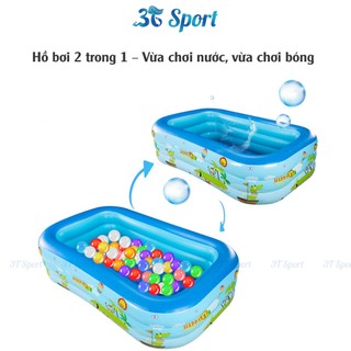 Bể bơi phao 3 tầng họa tiết chất liệu PVC bền đẹp - Hồ bơi gia đình đáy chống trơn trượt HBCN-3T-HT