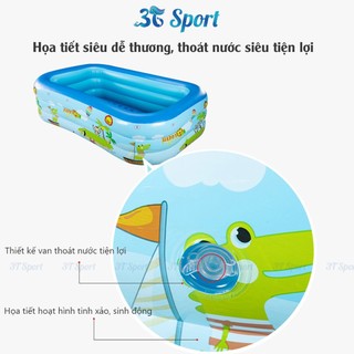 Bể bơi phao 3 tầng họa tiết chất liệu PVC bền đẹp - Hồ bơi gia đình đáy chống trơn trượt HBCN-3T-HT