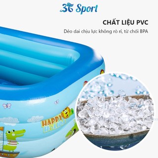 Bể bơi phao 3 tầng họa tiết chất liệu PVC bền đẹp - Hồ bơi gia đình đáy chống trơn trượt HBCN-3T-HT