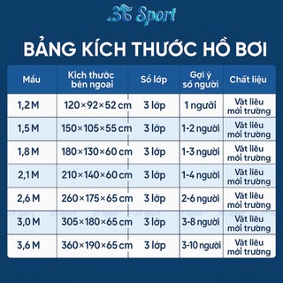 Bể bơi phao 3 tầng họa tiết chất liệu PVC bền đẹp - Hồ bơi gia đình đáy chống trơn trượt HBCN-3T-HT