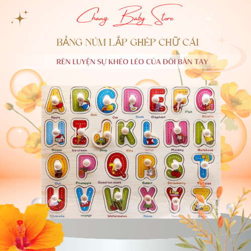 Bảng Núm Lắp Ghép Chữ Cái Tiếng Anh