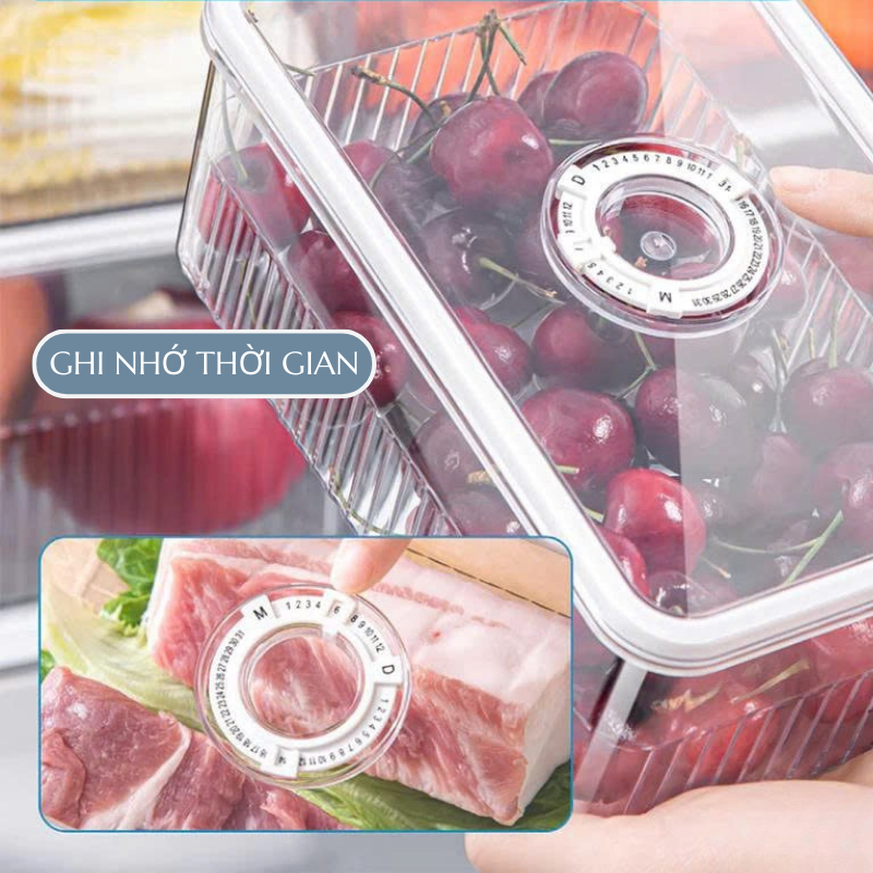 Bộ 3 Hộp Nhựa Đựng Thực Phẩm Tủ Lạnh Tiện Lợi, Hộp Bảo Quản Có Vòng Ghi Ngày Thông Minh