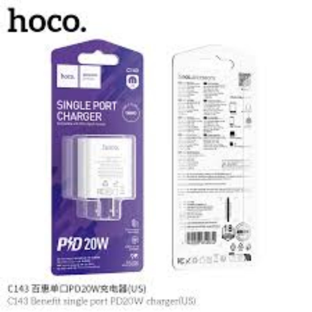Củ Sạc Nhanh HOCO C143 20W PD QC3.0 – Chính Hãng, Tương Thích iPhone, Android
