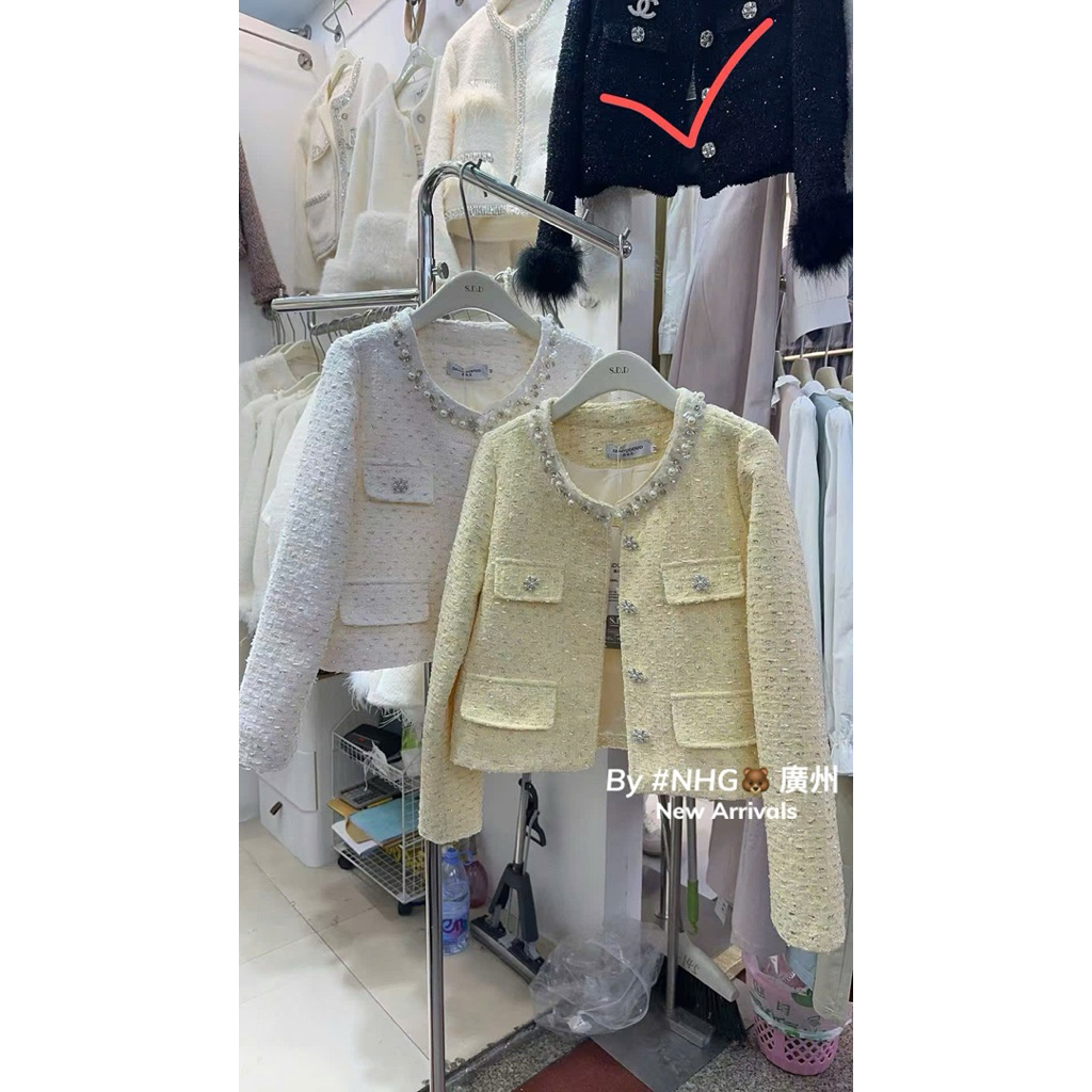 @Ssu.Studio// QCL1 CÓ Sẵn) ÁO DẠ SWEET NEW 2025 cổ đính ngọc hàng quảng châu6829