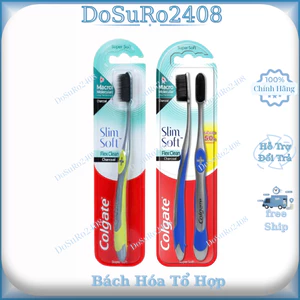 Bộ 2 bàn chải Colgate Slimsoft Flex Clean Charcoal nguyên khối [GIAO MÀU NGẪU NHIÊN]