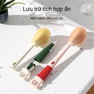 Youkebei Cọ Bình Silicon Đa Năng Làm Sạch Bình Sữa 4 Trong 1 Bằng Silicon Cao Cấp Phù hợp với tất cả các loại bình sữa