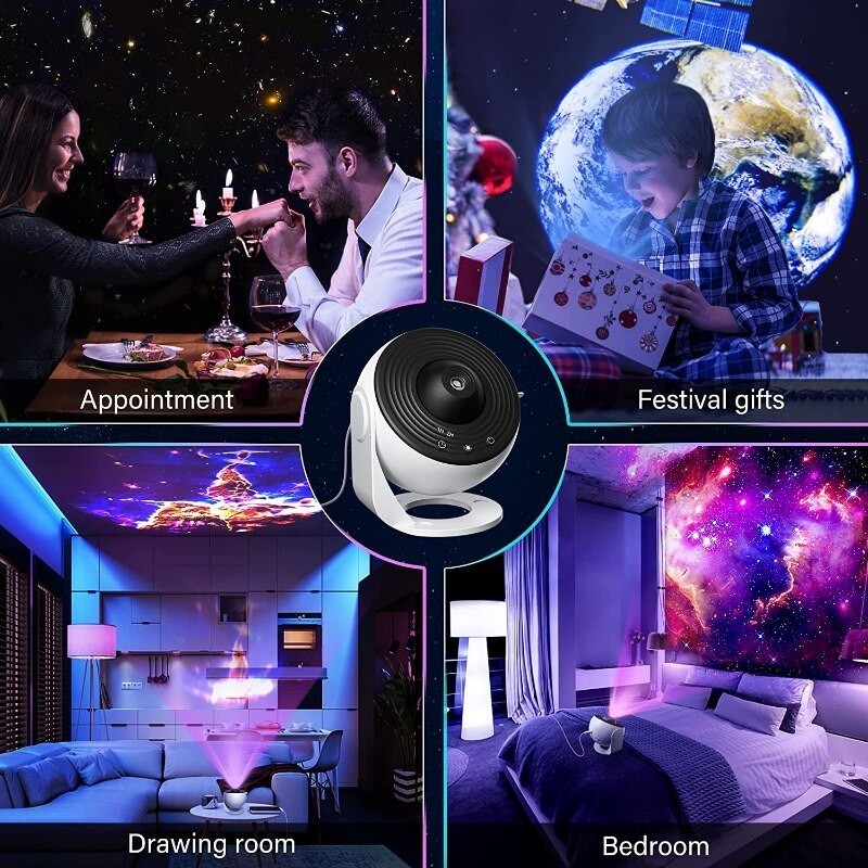 Máy Chiếu Ngân Hà Bluetooth 12 Trong 1,4K HD,Chiếu Xa 5M Phủ 70㎡,Đèn Ngủ Galaxy Cho Phòng Ngủ&Trẻ Em