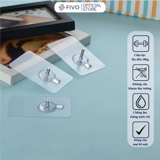 Miếng Dán Tường Chữ Nhật Móc Đinh Không Cần Khoan Đục, Siêu Chắc, Chịu Lực Lên Đến 10kg, Chống nước Chống Ẩm