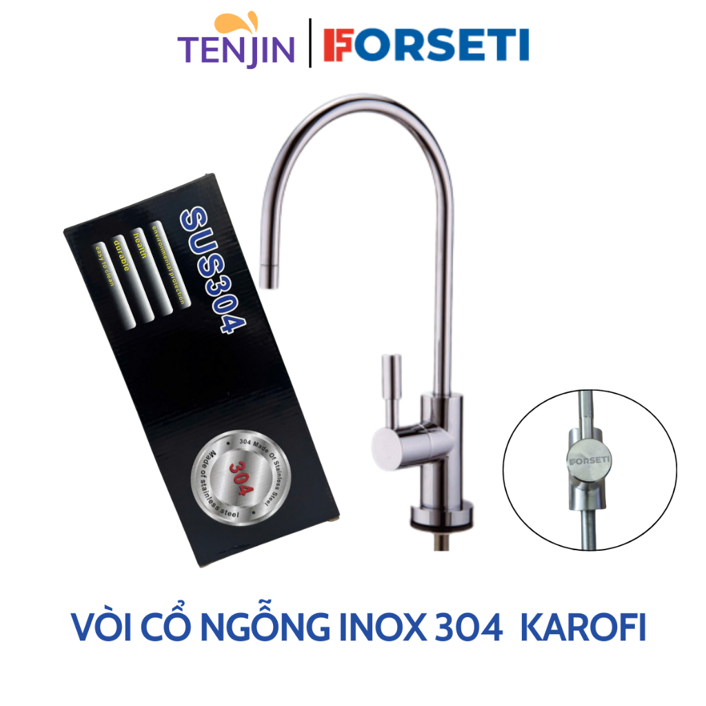 Vòi lấy nước Forseti Inox 304, Vòi cố ngỗng cắm nhanh đầy đủ phụ kiện dùng cho máy lọc nước RO - Hàng chính hãng