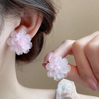 Bông tai hoa trà phong cách Hàn Quốc cá tính phụ kiện trang sức