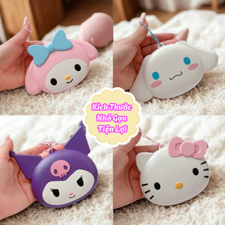 Set Gương Lược 2in1 Mini Họa Tiết Kuromi Hello Kitty Melody Đáng Yêu Gương Lược Thiết Kế Nhỏ Gọn Bỏ Túi Tặng Kèm Móc