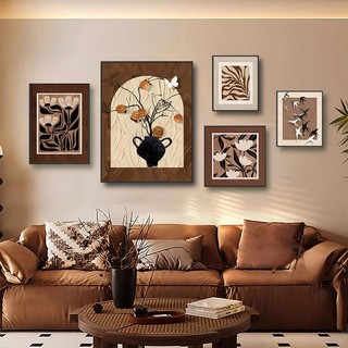 Set 5 tranh trừu tượng màu trầm treo tường BH140 - Tranh treo trang trí, decor phòng khách, phòng ngủ cao cấp