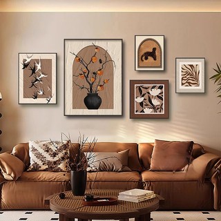 Set 5 tranh trừu tượng màu trầm treo tường BH140 - Tranh treo trang trí, decor phòng khách, phòng ngủ cao cấp