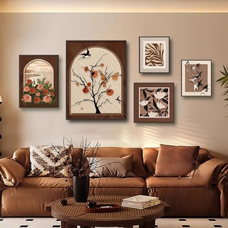 Set 5 tranh trừu tượng màu trầm treo tường BH140 - Tranh treo trang trí, decor phòng khách, phòng ngủ cao cấp