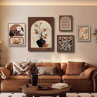 Set 5 tranh trừu tượng màu trầm treo tường BH140 - Tranh treo trang trí, decor phòng khách, phòng ngủ cao cấp