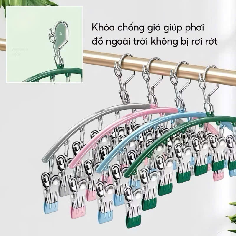 Thanh 10 Móc Kẹp Inox Phơi Tất Vớ, Quần Áo Đồ Lót Tiện Lợi