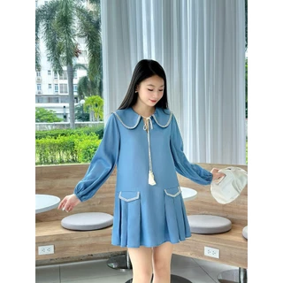 MARC FASHION Đầm Babydoll Tay Dài Phối Tùng Xếp Ly - FASH051125