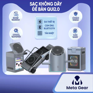 Sạc không dây để bàn - Sạc đa thiết bị, Tích hợp loa phát nhạc, Màn hình hiển thị thông minh, Cảm ứng bluetooth