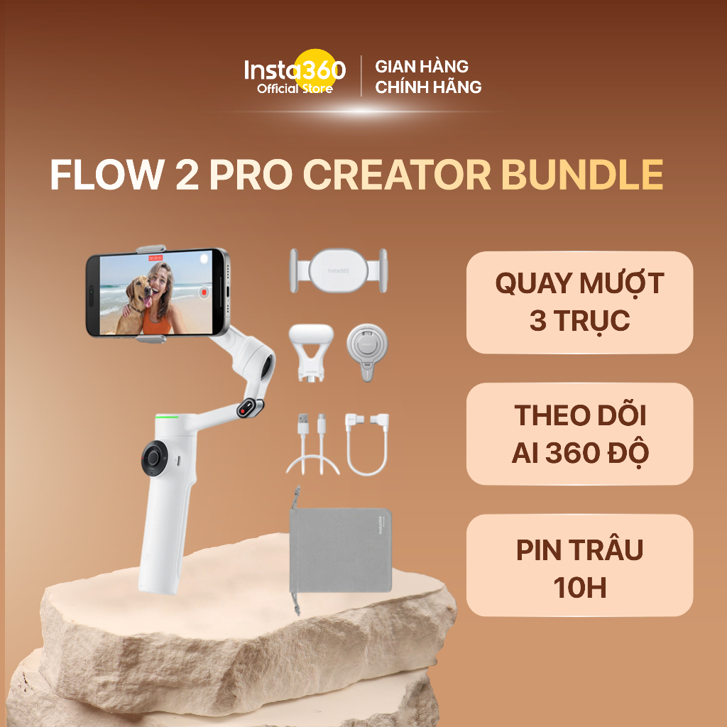 Gimbal Chống Rung Điện Thoại Insta360 Flow 2 Pro Creator Bundle Chính Hãng BH 12 Tháng | BigBuy360 - bigbuy360.vn