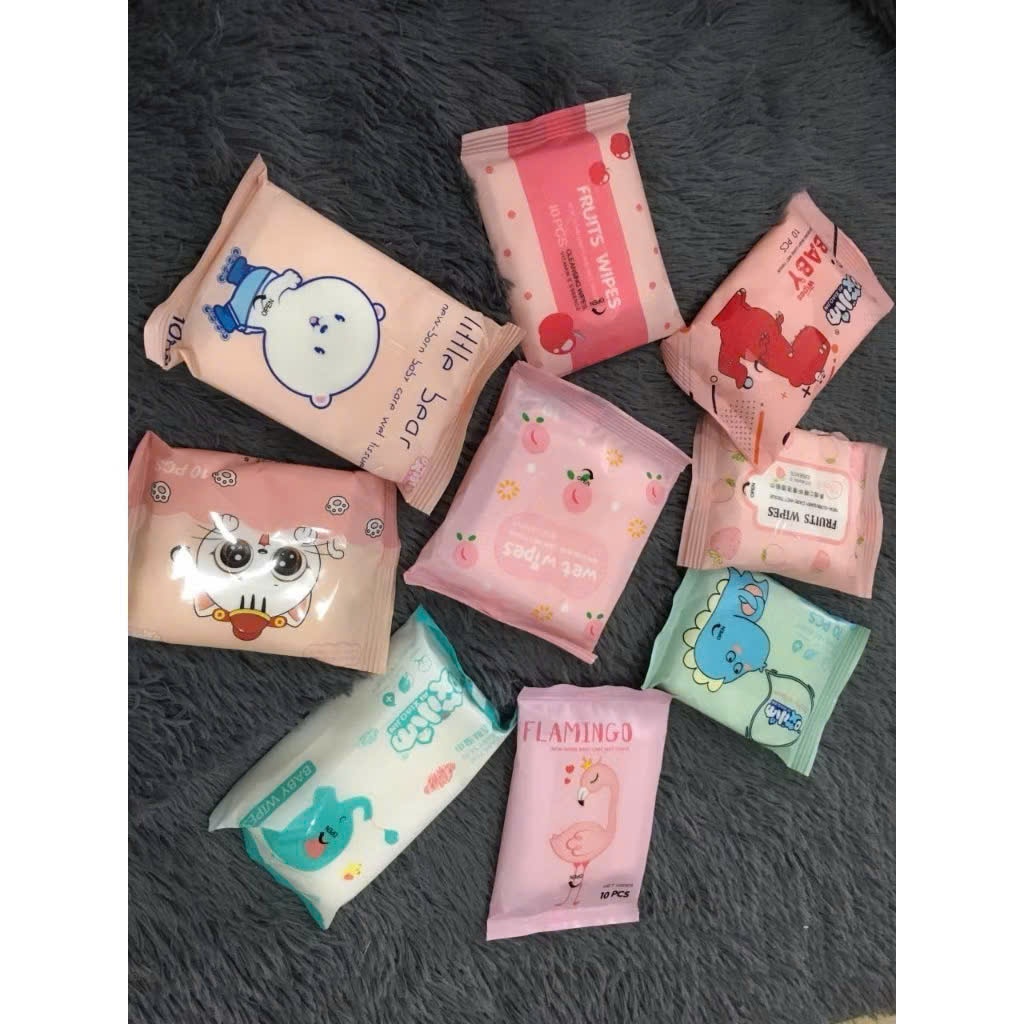 (SET 2) Gói Khăn Ướt Mini Bỏ Túi Tiện Dụng, Khăn Giấy Ướt  An Toàn Cho Bé
