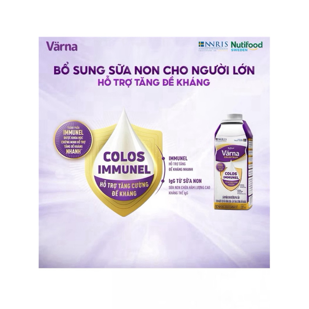 Thùng 12 Hộp Sữa Bột Pha Sẵn Varna Colostrum 237ml - Tăng Đề Kháng Nhanh.