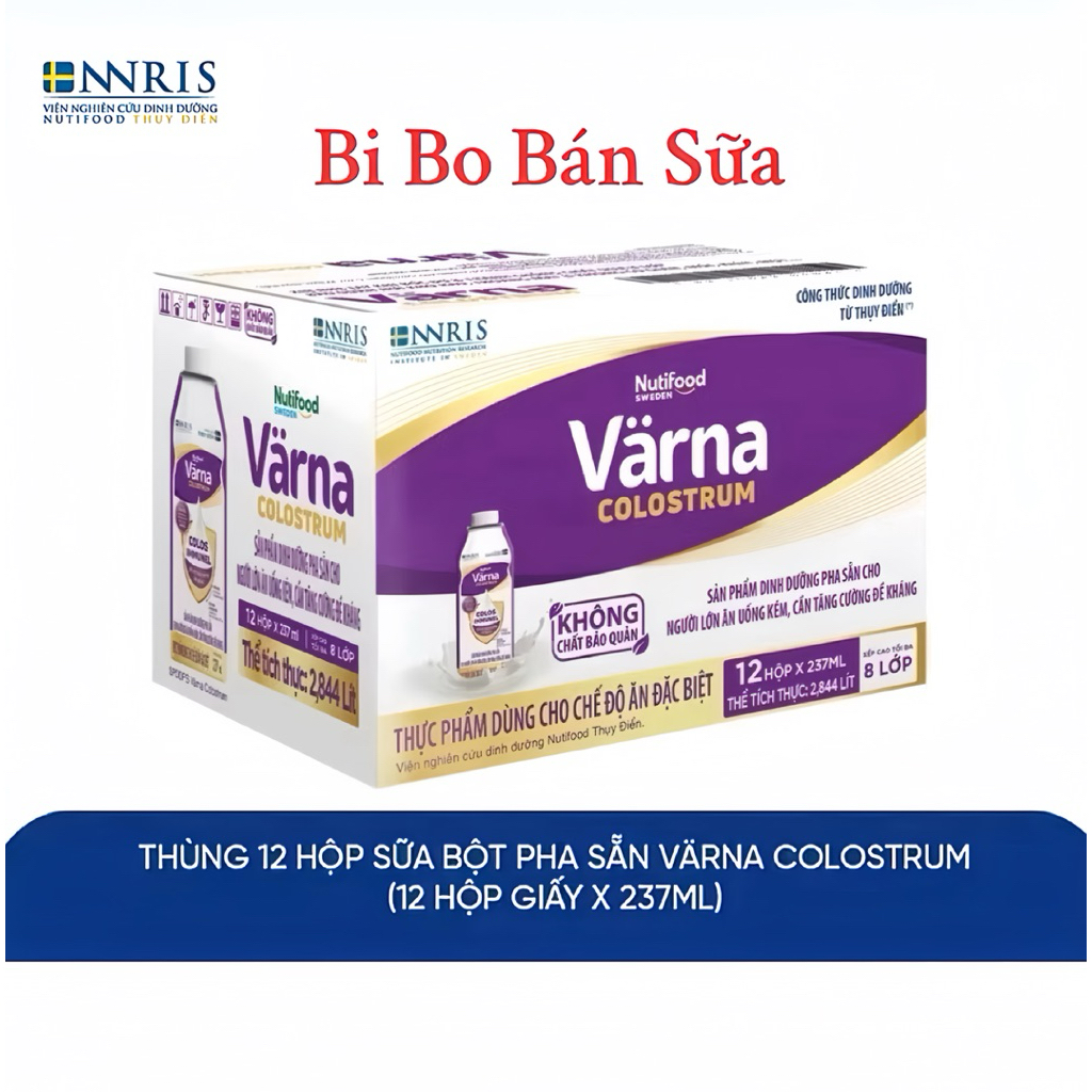 Thùng 12 Hộp Sữa Bột Pha Sẵn Varna Colostrum 237ml - Tăng Đề Kháng Nhanh.