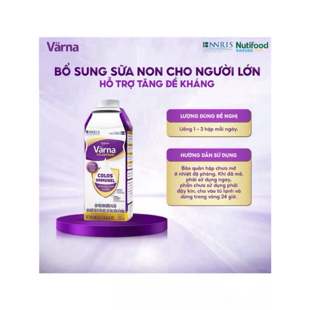 Thùng 12 Hộp Sữa Bột Pha Sẵn Varna Colostrum 237ml - Tăng Đề Kháng Nhanh.
