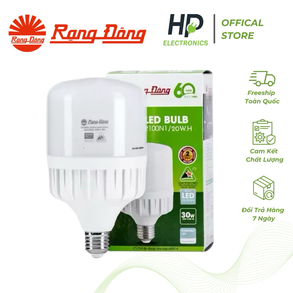 [ Chính Hãng ] Bóng đèn Led Rạng Đông, bóng đèn trụ BULB 20W 30W 50W