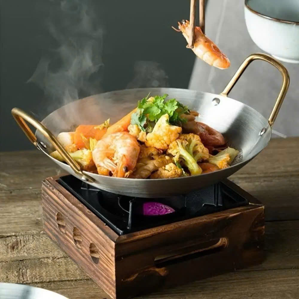 Chảo Inox 2 Quai - Chảo Sâu Lòng Dùng Để Chiên Xào Không Dùng Cho Bếp Từ Phẳng