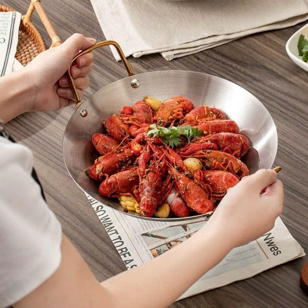 Chảo Inox 2 Quai - Chảo Sâu Lòng Dùng Để Chiên Xào Không Dùng Cho Bếp Từ Phẳng