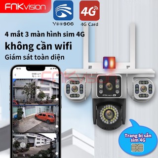 Fnkvision 3 mắt 18MP D38Z/4G ,Yoosee Camera năng lượng mặt trời 4G xoay chuyển Tiền điện 365 ngày 0 đồng quan sát 360