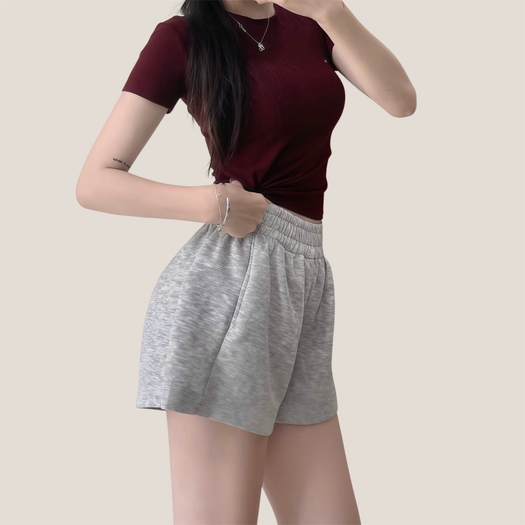 Quần Short Nỉ Nữ Bigsize Dày Dặn Cạp Chun Co Giãn, Quần Sooc Đùi Dáng Phồng Ống Rộng Cạp Cao Basic-QSN001