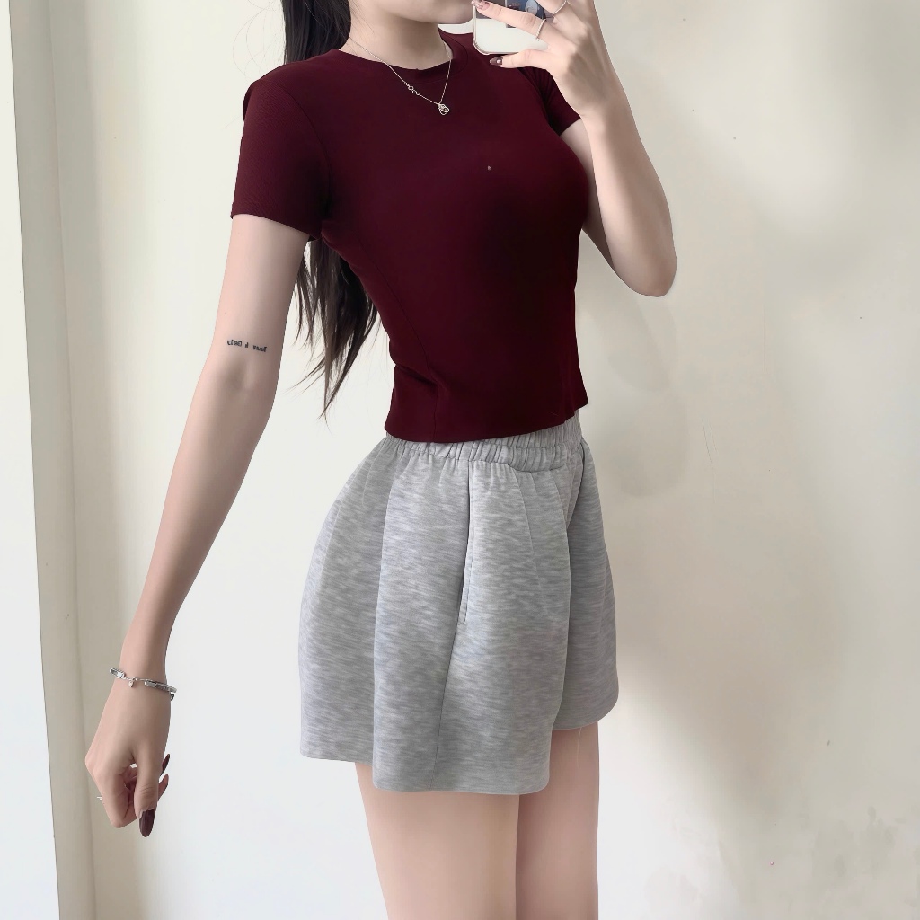 Quần Short Nỉ Nữ Bigsize Dày Dặn Cạp Chun Co Giãn, Quần Sooc Đùi Dáng Phồng Đủ Màu Cạp Cao-QSN001