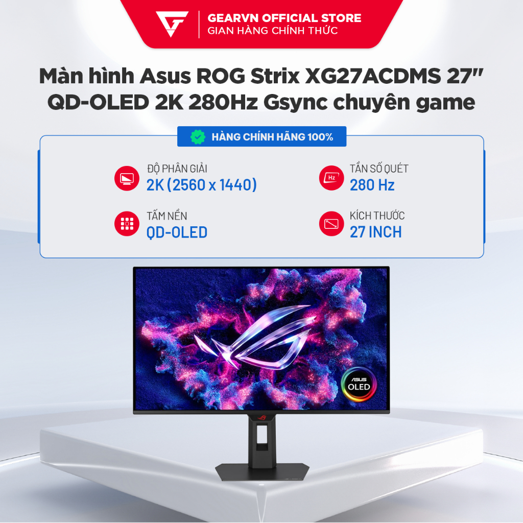 Màn hình Asus ROG Strix XG27ACDMS 27 inch QD-OLED 2K 280Hz Gsync chuyên game BH 36 tháng