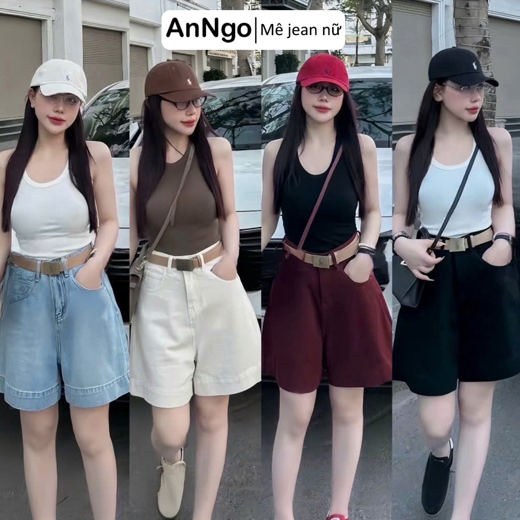 (Có big size) Quần jean ngố nữ ống rộng cá tính, chất jean denim không giãn dày dặn Anngo - AT546