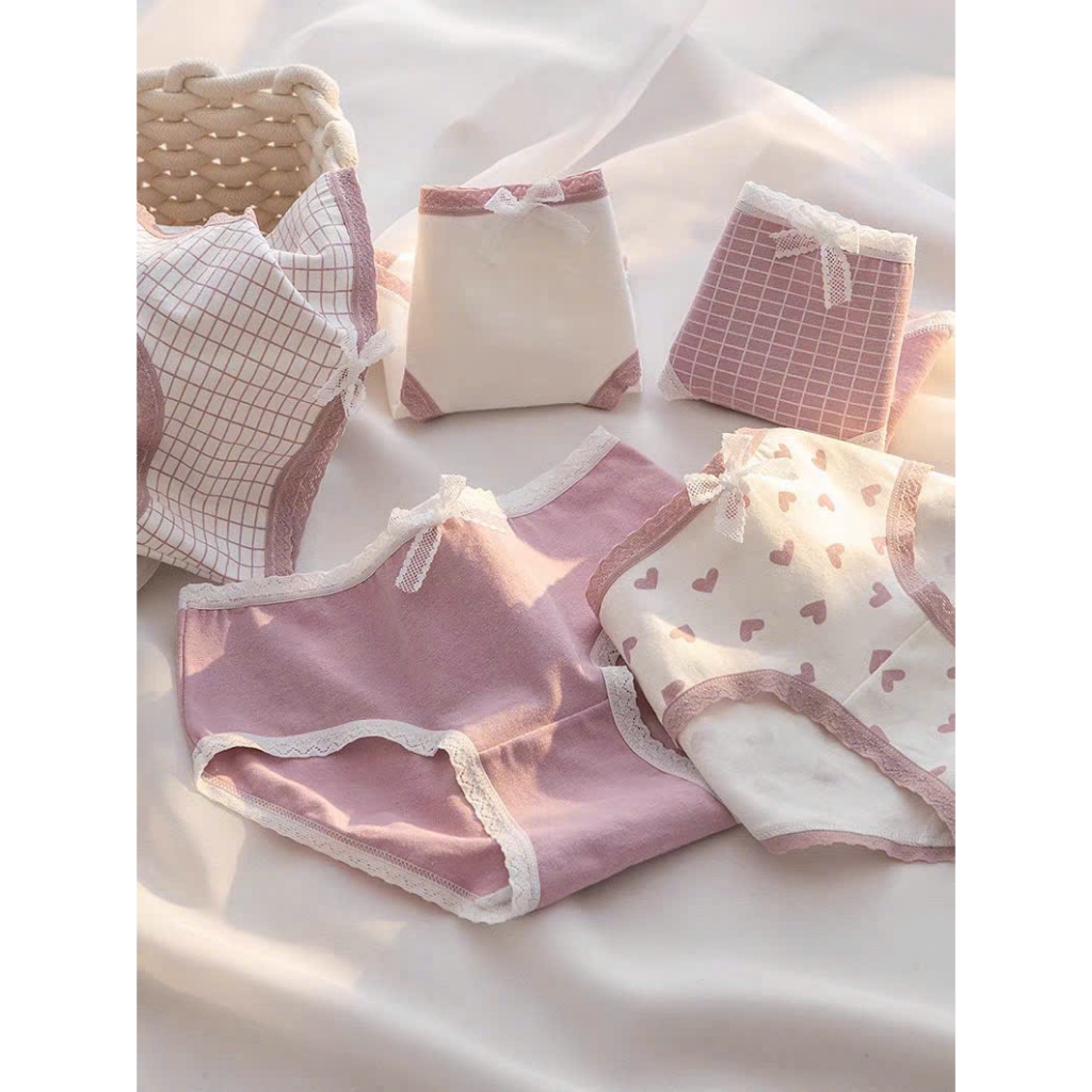 LOẠI 1] Set combo 10c quần lót cotton đính nơ xinh xắn , co giãn tốt , kháng khuẩn
