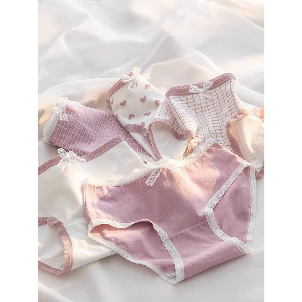 LOẠI 1] Set combo 10c quần lót cotton đính nơ xinh xắn , co giãn tốt , kháng khuẩn