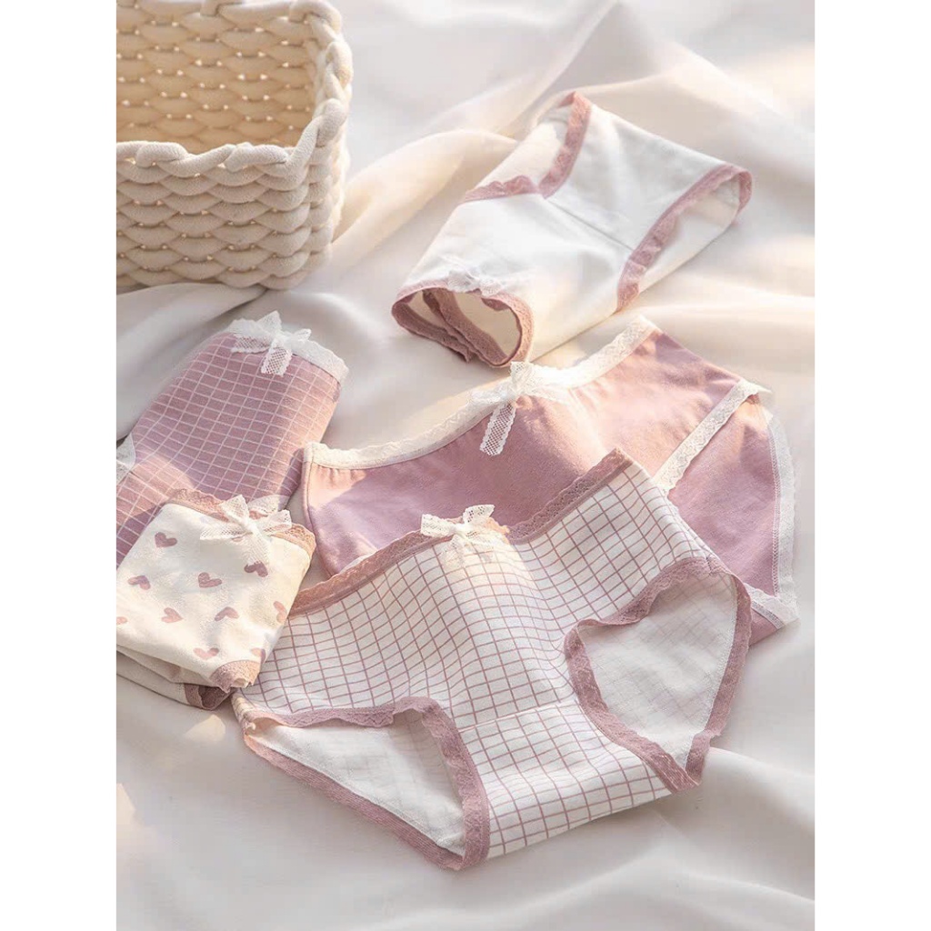 LOẠI 1] Set combo 10c quần lót cotton đính nơ xinh xắn , co giãn tốt , kháng khuẩn