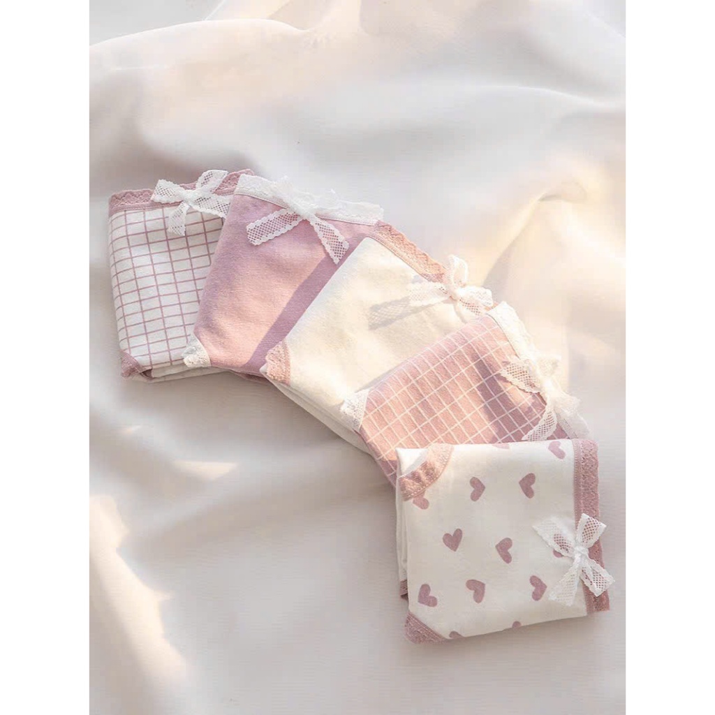 LOẠI 1] Set combo 10c quần lót cotton đính nơ xinh xắn , co giãn tốt , kháng khuẩn
