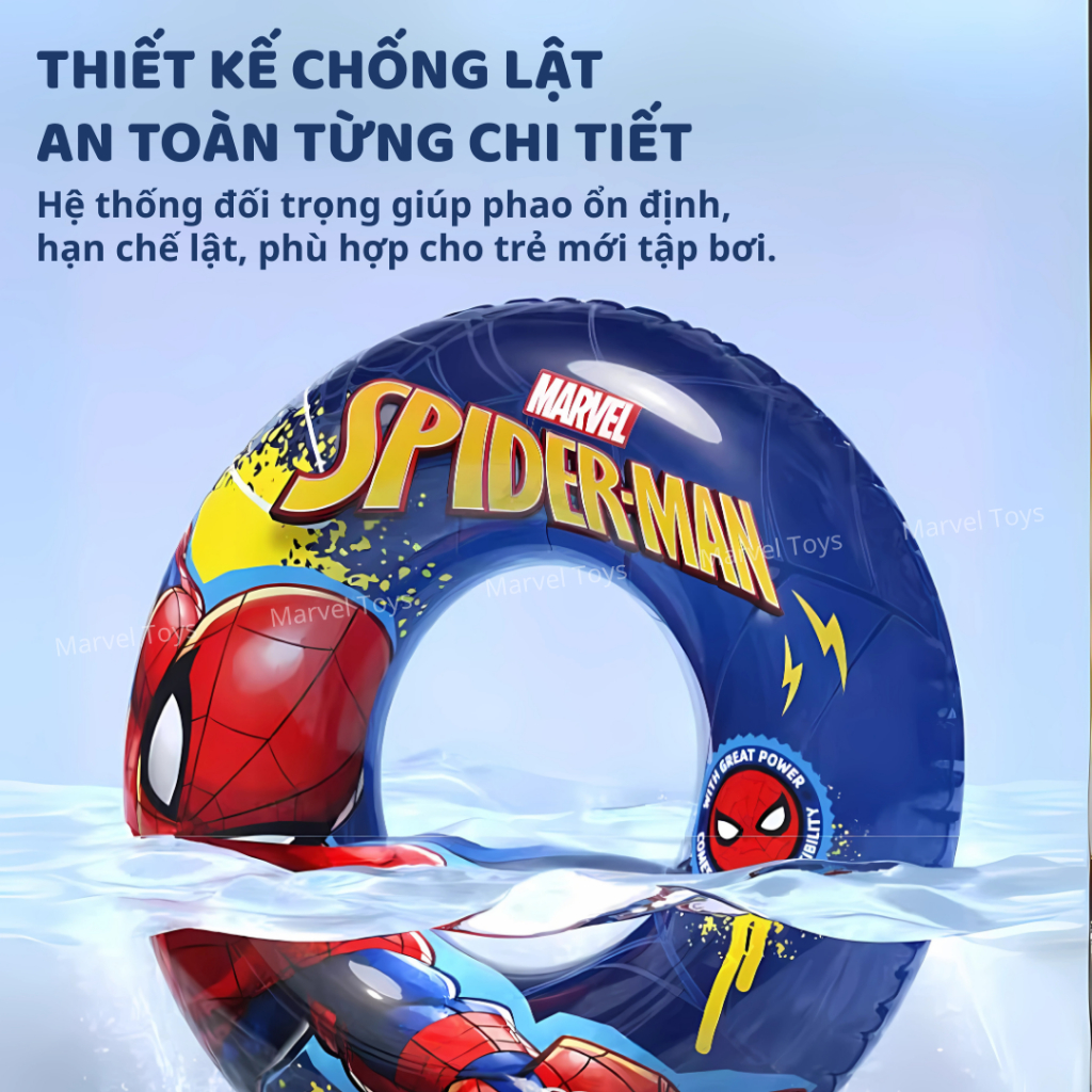 Phao Tập Bơi Cho Bé Spider Man Frozen Disney Marvel Chính Hãng Phao Bơi Trẻ Em Chống Lật 70cm