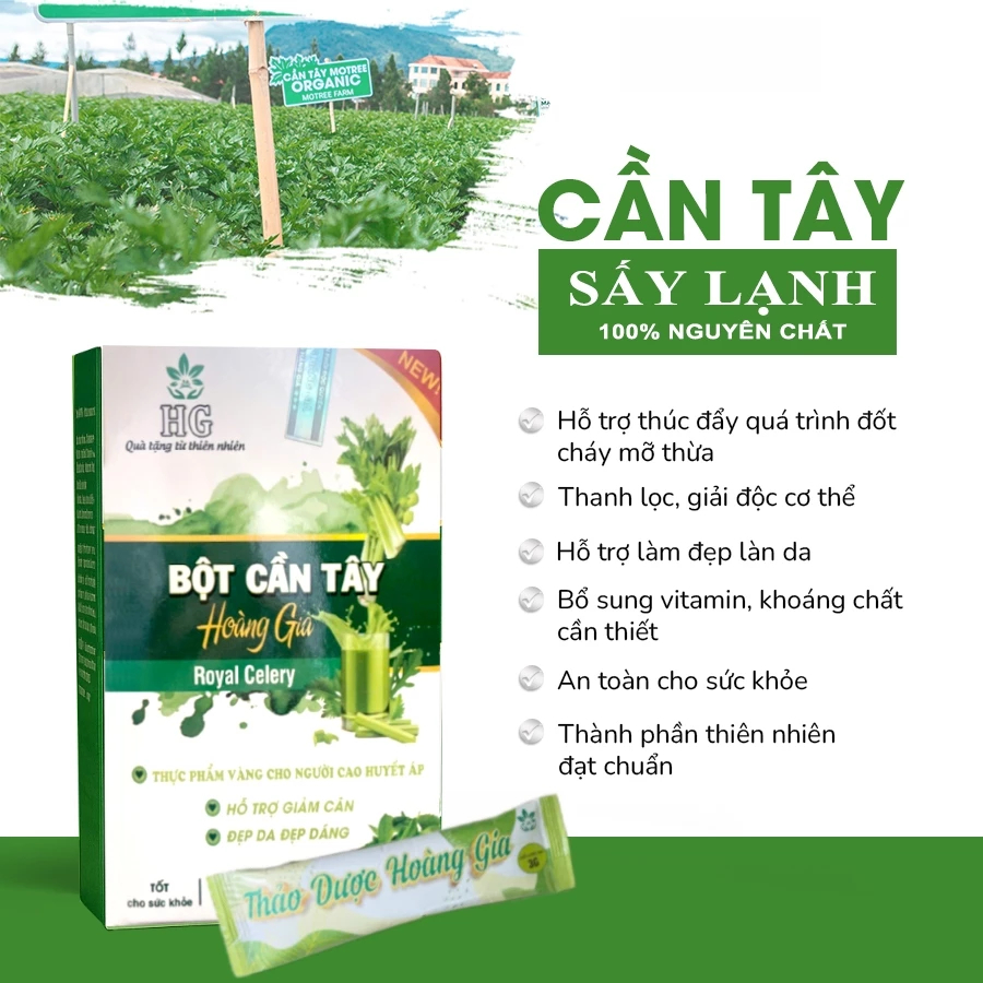 Nước Uống Detox Bột Cần Tây Hoàng Gia Sấy Lạnh Nguyên Chất 100% Giảm Mụn Đẹp Da Thanh Lọc Cơ Thể