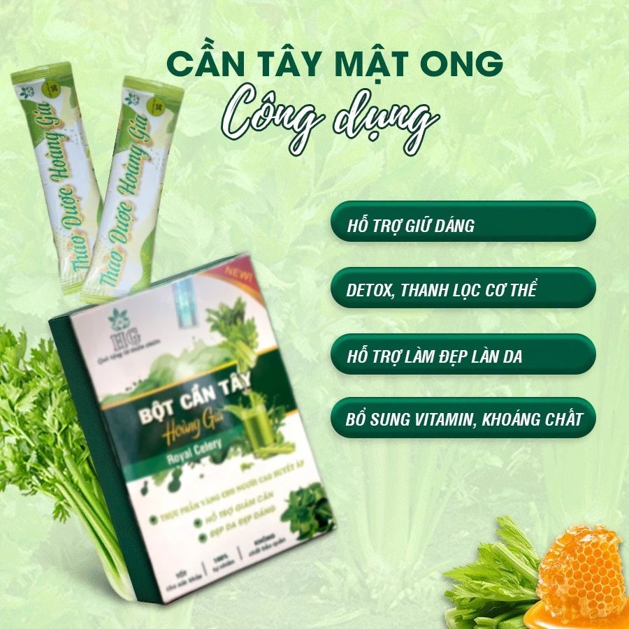Nước Uống Detox Bột Cần Tây Hoàng Gia Sấy Lạnh Nguyên Chất 100% Giảm Mụn Đẹp Da Thanh Lọc Cơ Thể