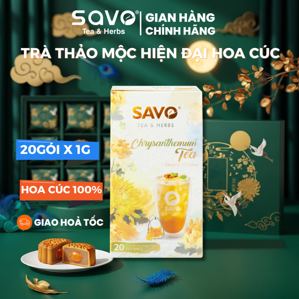 Trà Hoa Cúc SAVO Tea túi lọc thảo mộc hộp 20 gói x 1g (Chrysanthemum ...