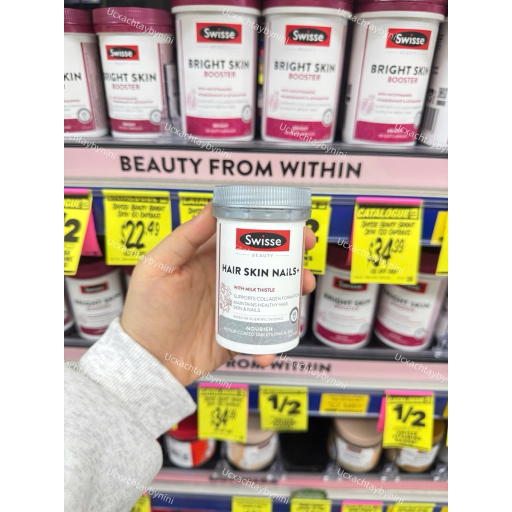 (Bill Úc) Swisse Beauty Hair Skin Nails+ - Viên Uống Đẹp Tóc Da Móng