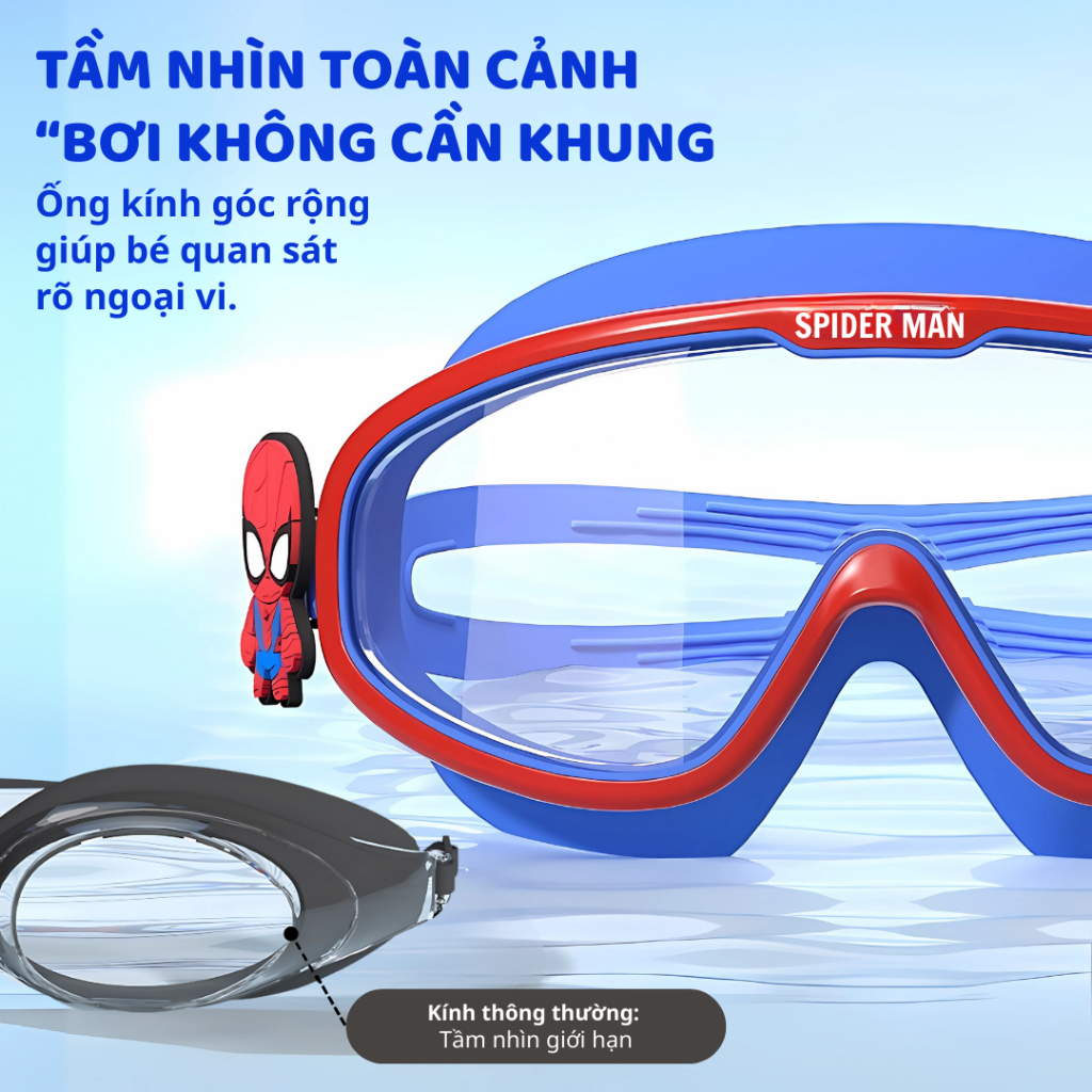 Kính Bơi Trẻ Em Spider Man Frozen Marvel Disney Chính Hãng Chống UV Chống Sương Mù Cho Bé