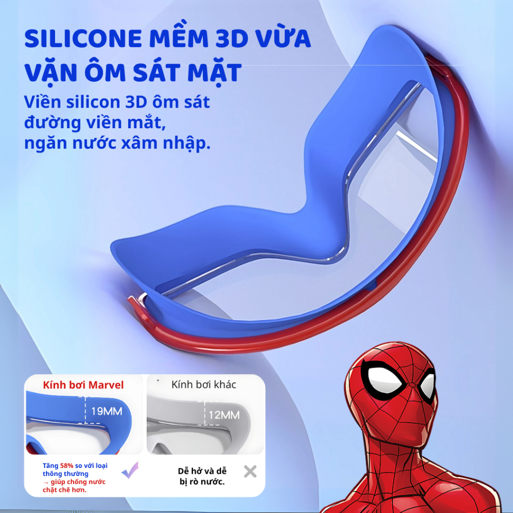Kính Bơi Trẻ Em Spider Man Frozen Marvel Disney Chính Hãng Chống UV Chống Sương Mù Cho Bé