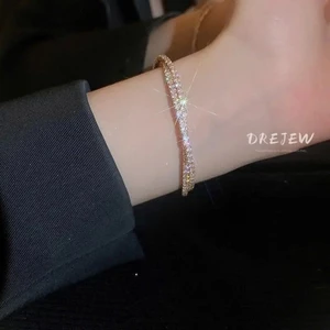 Vòng Tay Zircon Hai Lớp Mạ Vàng 18k, Thiết Kế Mở Chéo, Nhẹ Nhàng Và Độc Đáo Cao Cấp Dành Cho Nữ VT22