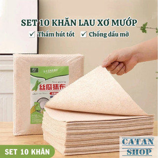 Combo 10 Khăn Xơ Mướp Rửa Chén Lau Bếp Đa Năng, Thấm Hút Tốt, Không Trầy Xước, Tái Sử Dụng Lâu Dài